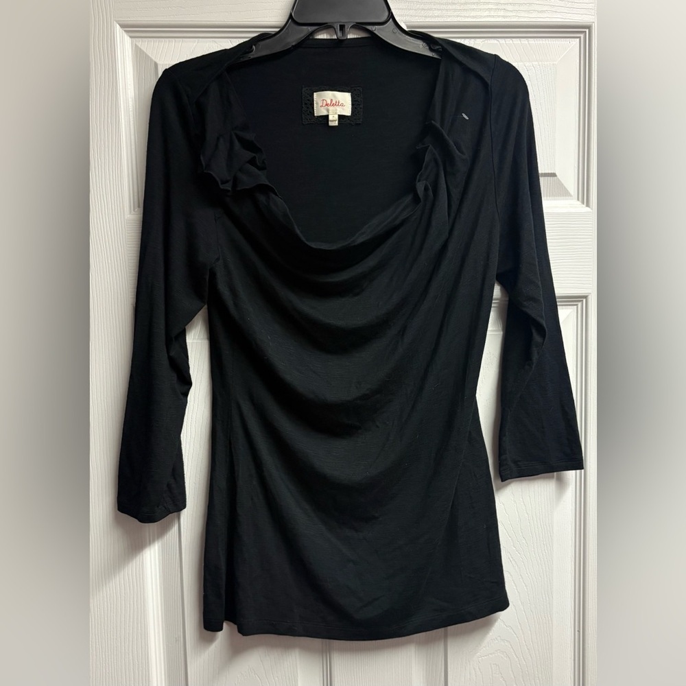 Deletta Anthropologie Cowl Neck 3/4 Sleeve Top Size Medium